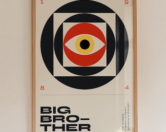 1984 Poster, Big Brother Wall Art, George Orwell Print, Minimalist Book Poster, Graphic Design