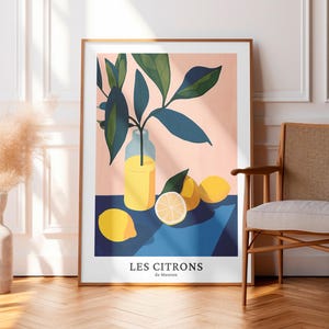 Les Citrons – Stampa artistica da parete con limone francese, poster vintage di agrumi, decorazione da cucina, stampabile, download digitale, arte del mercato della frutta, sala da pranzo