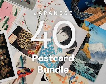 40 Japanese Vintage Postcards: Ukiyo-e Art Prints (Digital Download A6 & 4x6")