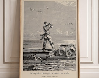 Jules Verne Captain Nemo Print – Vintage Nautical Wall Art, 20,000 Leagues Under the Sea