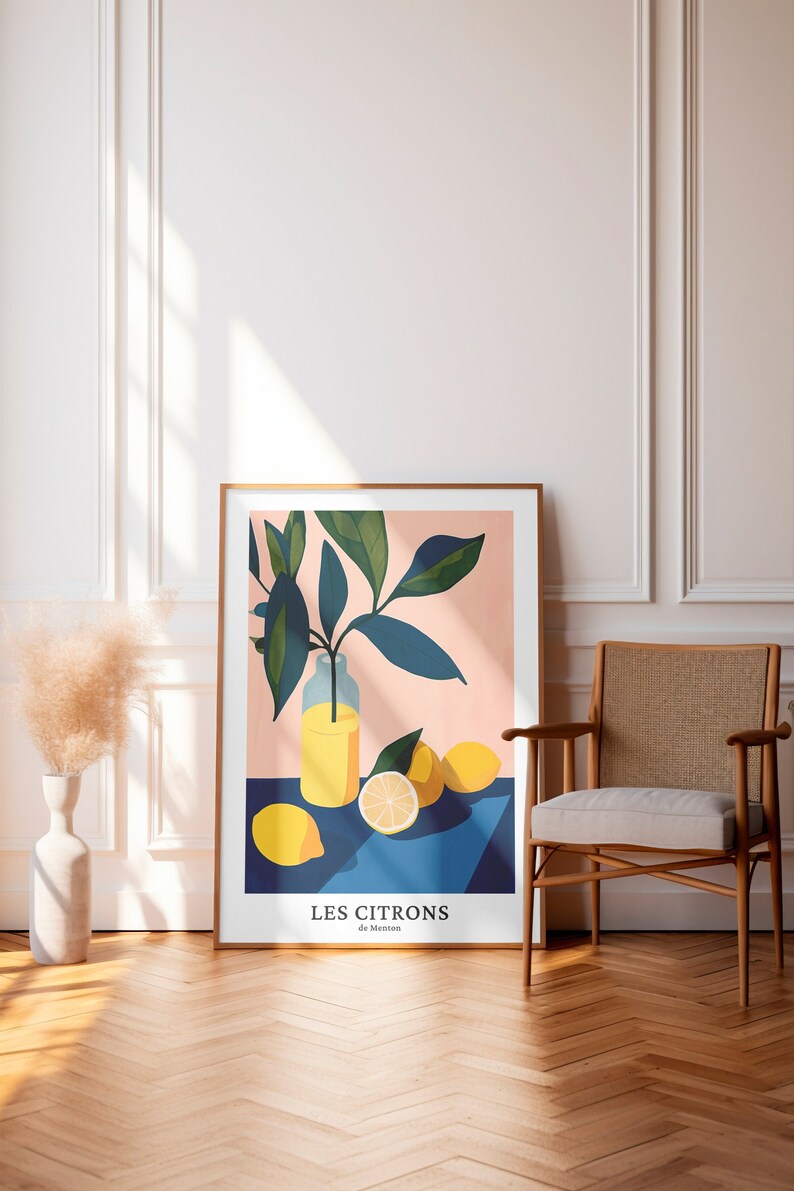 Les Citrons Wall Art French Vibes Lemon Fruit Poster, Dining Room Art ...