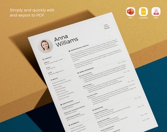 Resume template with photo, 2024, professional modern, Google Docs, Slides, Powerpoint, PDF, Word, Minimalist Resume, CV Digital Download