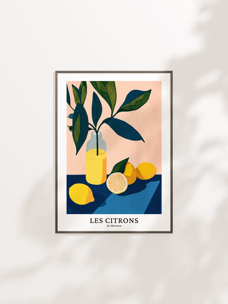 Les Citrons Wall Art French Vibes Lemon Fruit Poster, Dining Room Art ...