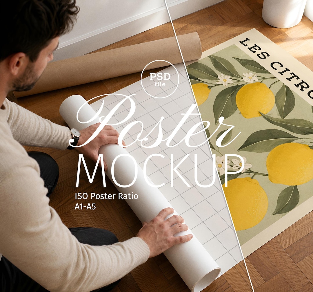 Rolled Poster Mockup PSD, ISO Ratio A1–A5, Smart Object - Etsy