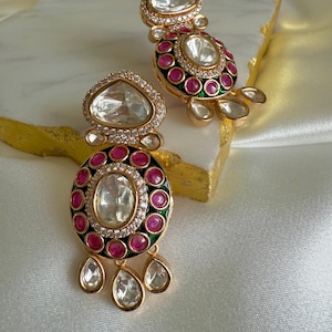 Polki Kundan Earrings/ Earrings/ Statement Earrings/ Uncut Kundan/ Earring / Kundan Earrings/ Trendy Earring/ Wedding Earrings/ Party wear