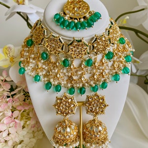 Premium Quality Kundan Necklace Set/Indian Jewelry/Trendy/Indian bridal set/Bridal Jewelry/Pakistani Jewelry/ Kundan Set/ Tikka Set