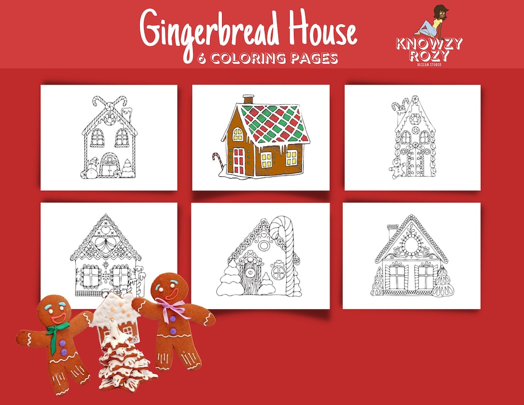 6 Printable Gingerbread House Coloring Pages