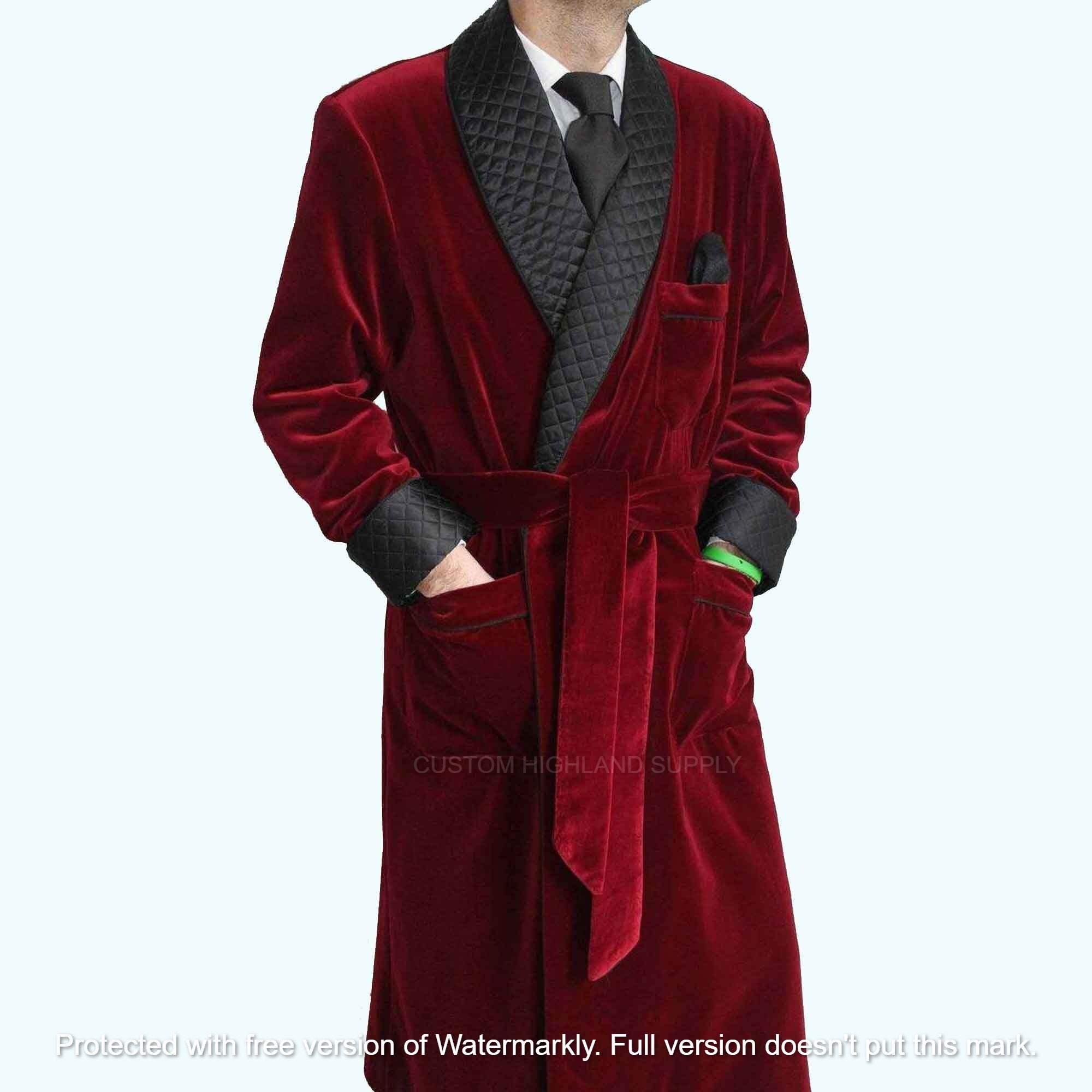 Mens Long Black Velvet Smoking Jacket Evening Smoking Robe Etsy UK