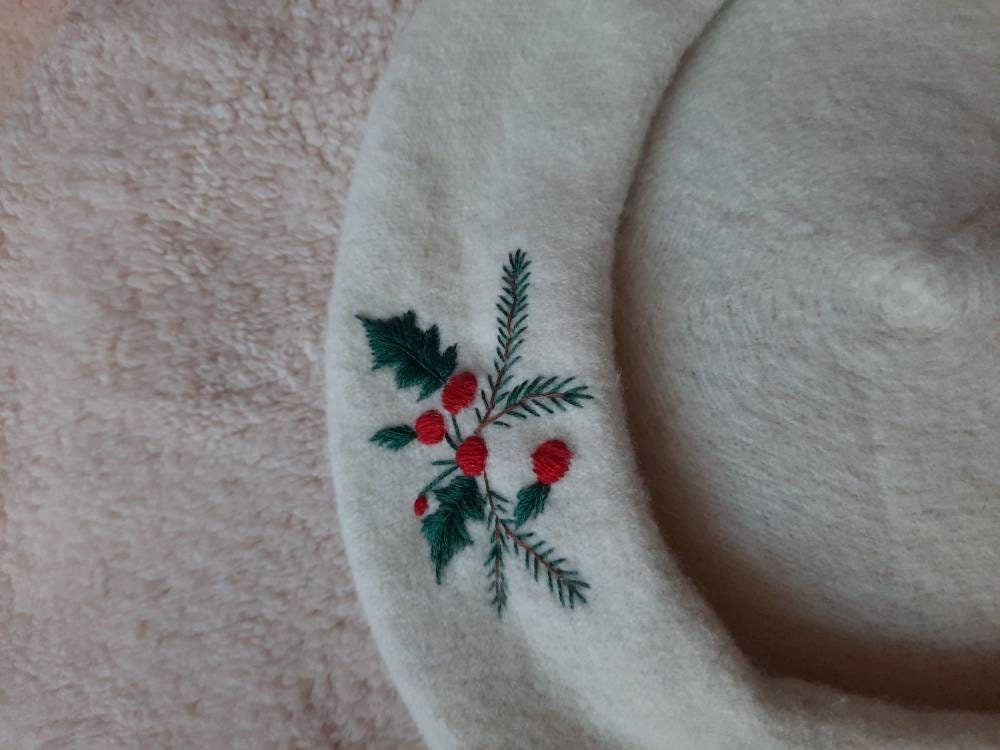Cozy Vibes Handmade Embroidered Beret