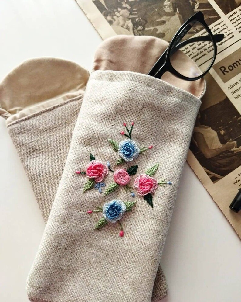 Floral Embroidered Glasses Case Hand Embroidery Glasses Etsy Denmark