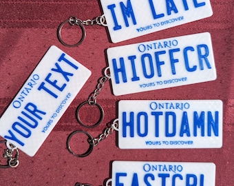 Ontario License Plate Keychain, Made to Order 3D Printed and Personalized