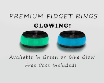 Glow in the Dark Fidget Ring: Customizable Spinner Ring with Free Case for Kids or Adults, Anxiety/Stress Relief