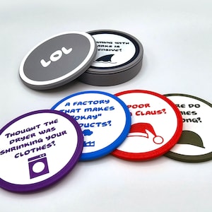 Juego de posavasos con forma de broma de papá / Juego de cuatro con estuche / Regalo divertido / Personalizable / Impresión 3D
