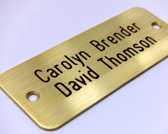 Brass Nameplate, House Plaques, Office Plaques, Address Plaque, Placa Dirección, Latón grabado en profundo, Placa oficina, Placa para buzón