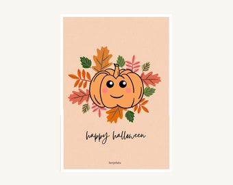 halloween print - autumnal pumpkin digital download pdf - poster, cards, design