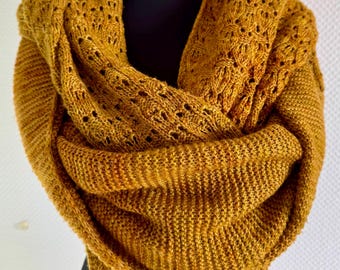 Knitting Pattern: Louise Shawl, Leaves & Garter Stitch (PDF Pattern)