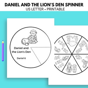 Daniel and the Lions Den Spinner, Daniel in the Lions Den Bible Story, Sunday School Craft, Vacation Bible School, Printable Spinner craft