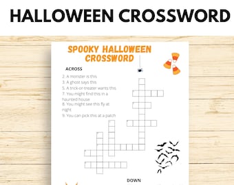 Halloween Crossword Puzzle, Halloween Games, Fall Crossword, Halloween Activity Sheets, Kids Crossword Puzzle