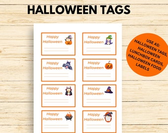 Halloween Lunch Box Notes for Kids, Lunchbox Notes, Halloween Tags, Halloween Food Labels