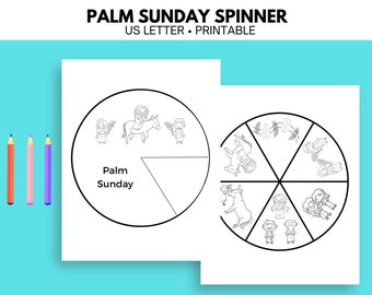 Palm Sunday Spinner, Easter Sunday School Craft, Bible Story Activity, Printable Kids Spinner
