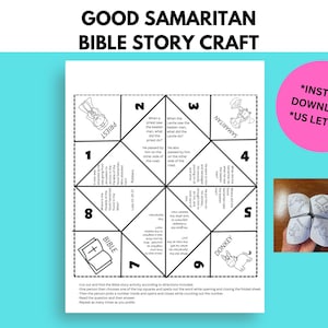 Good Samaritan Bible Story Activity, Sunday School Craft, Fortune Teller, Cootie Catcher, VBS activity, Christian Homeschool, Jesus Parable