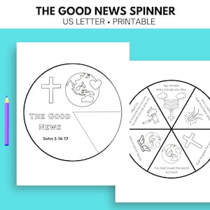 Die gute Nachricht Johannes 3:16 Bibelgeschichten-Aktivität, Sonntagsschulhandwerk, Memory-Spiel, Die gute Nachricht - Spinner, druckbarer Spinner