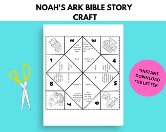 Noah's Ark Bible Story Activity, Sunday School craft, Fortune Teller, Cootie Catcher, Printable craft