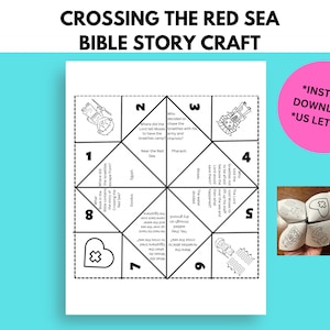 Crossing the Red Sea, Moses Parts the Red Sea Craft, Fortune Teller, Cootie Catcher, Sunday School Lesson, Bible Story Activity, Printable