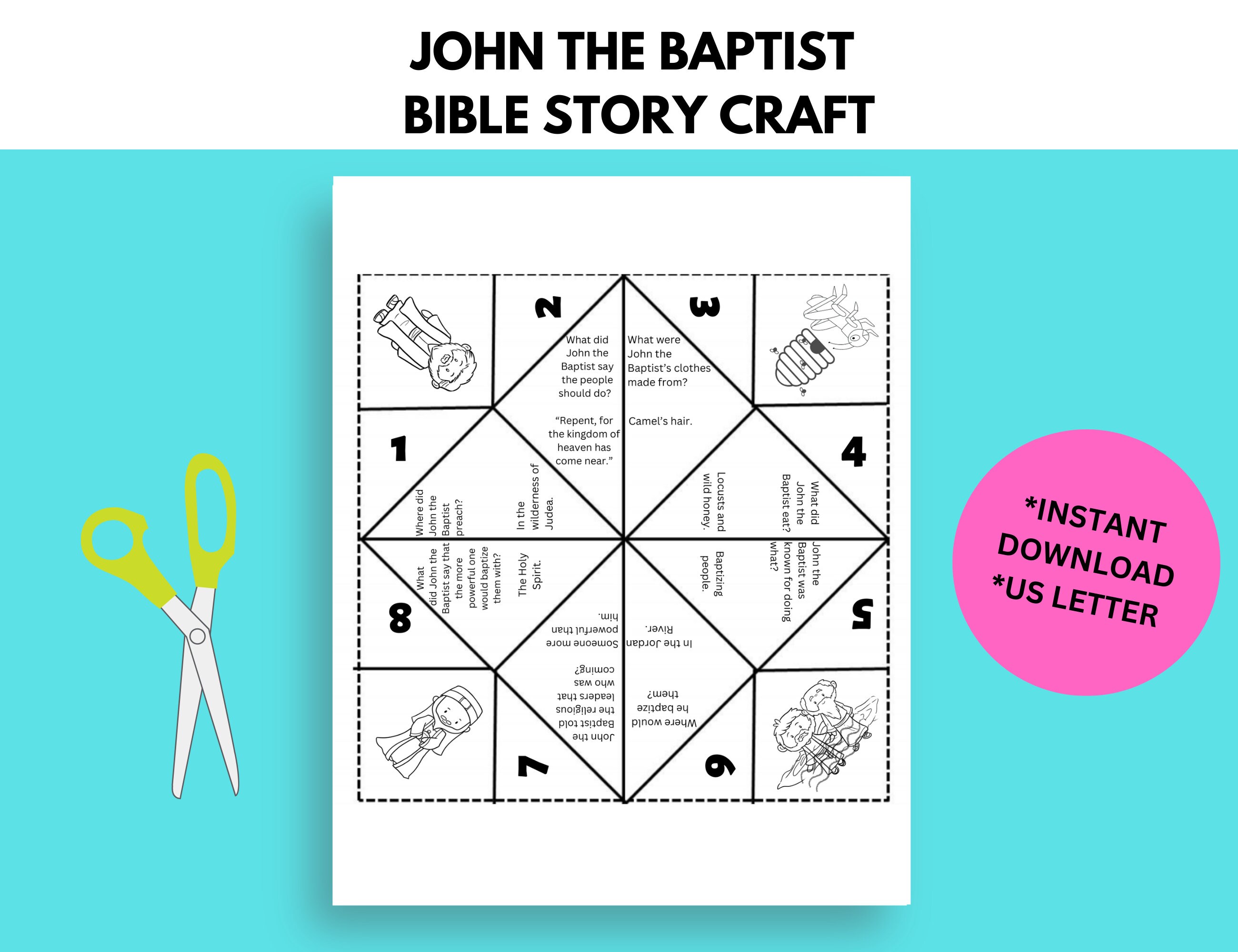 John the Baptist Bible Story Activity, Sunday School Craft, Fortune ...