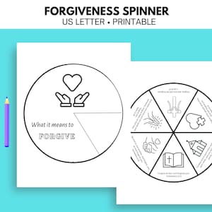 Forgiveness Bible Story Activity, Sunday School Craft, Spinner, Coloring Wheel, Forgiveness Scripture Activity, VBS Activity