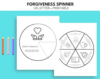 Forgiveness Bible Story Activity, Sunday School Craft, Spinner, Coloring Wheel, Forgiveness Scripture Activity, VBS Activity