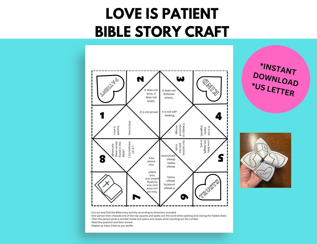 Love is Patient Sunday School Craft, 1 Corinthians 13 Bible Story ...