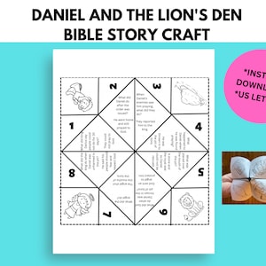 Daniel and the Lions Den Bible Story Activity, Sunday school craft, Fortune Teller, Cootie Catcher, Printable paper craft