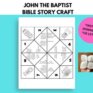 John the Baptist Bible Story Activity, Sunday School craft, Fortune Teller, Cootie Catcher, Printable Paper Craft