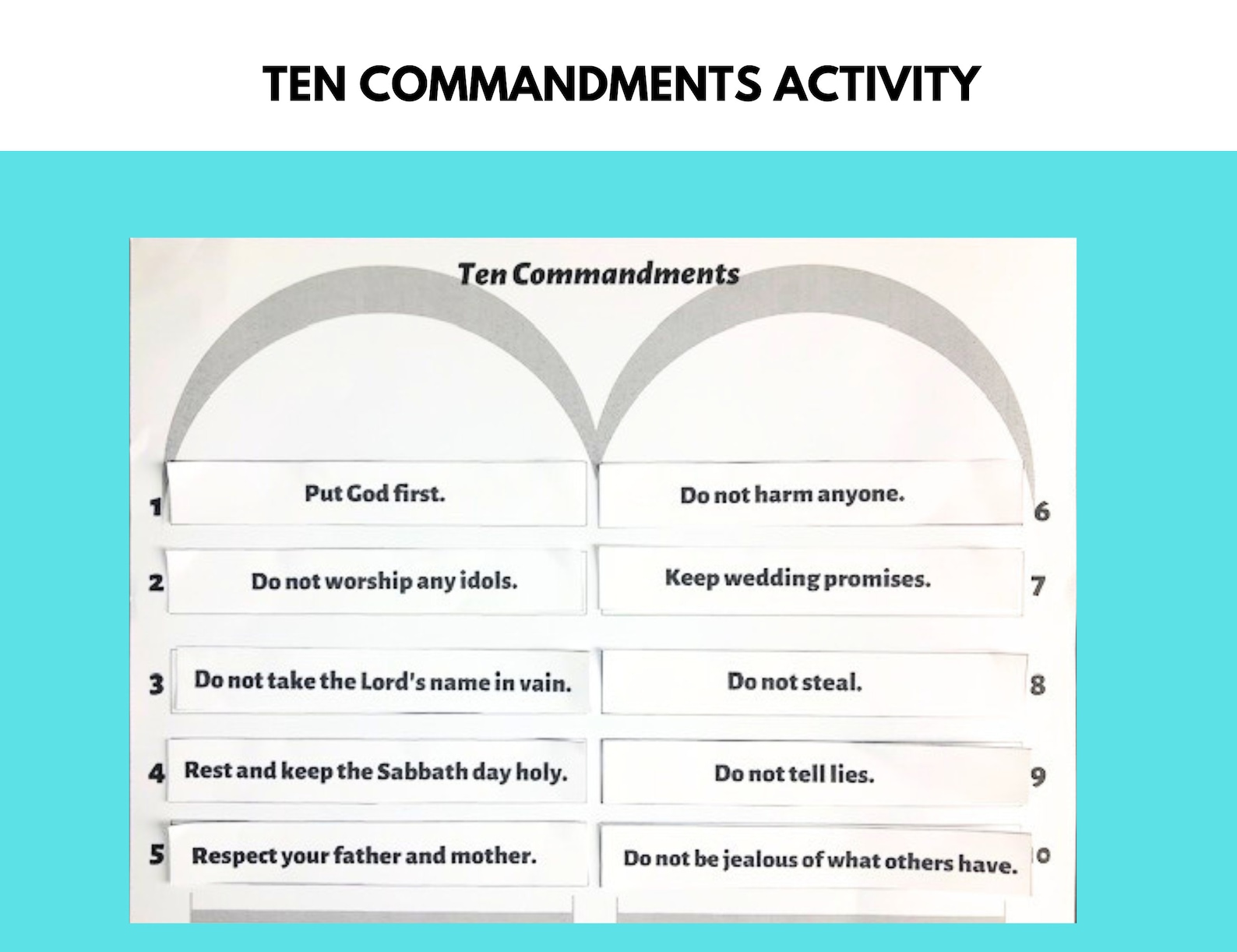 Ten Commandments Bible Story Activity, Ten Commandments Craft, Sunday ...