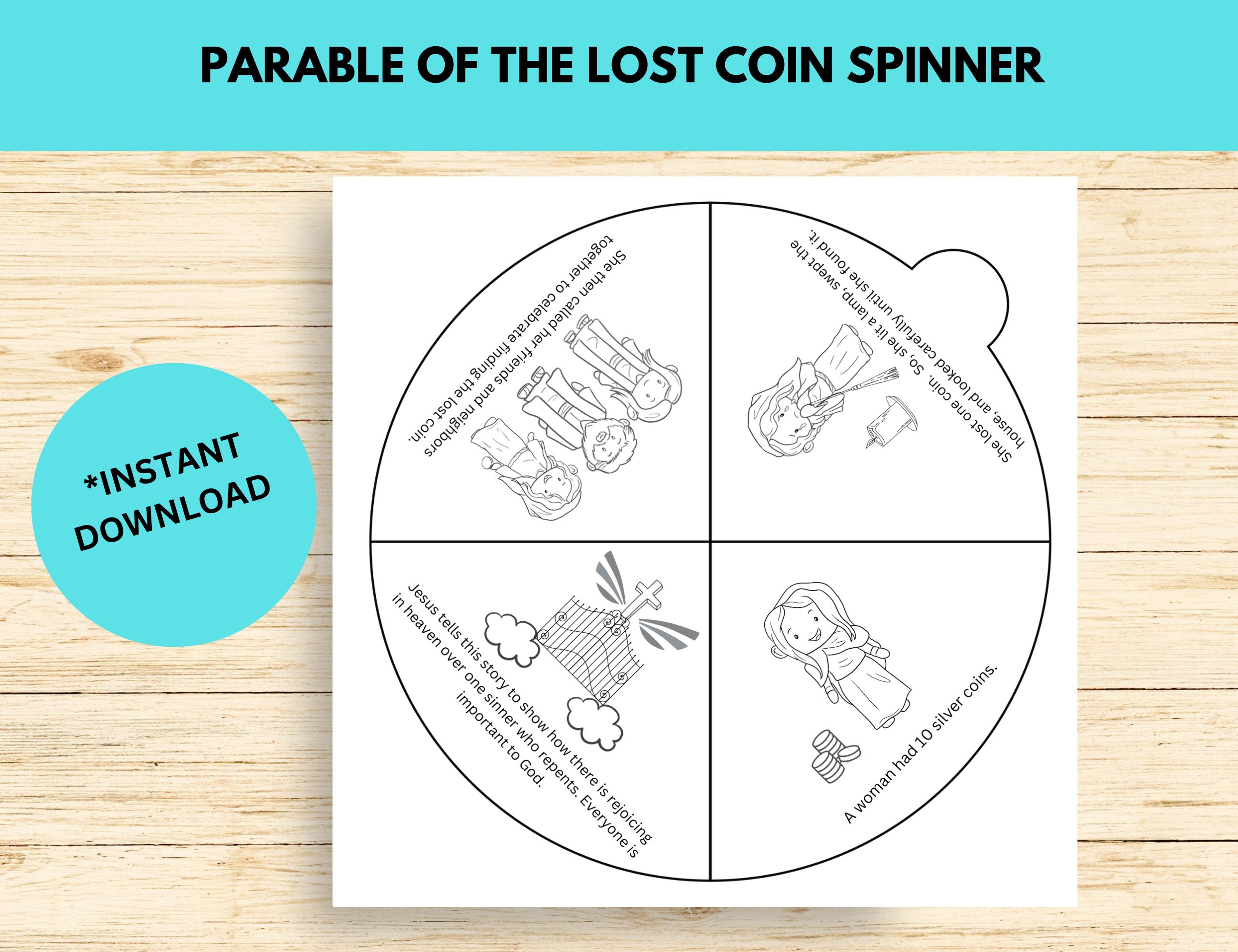 Parable of the Lost Coin Spinner, Bible Story, Sunday School Craft ...