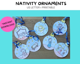 Nativity Ornaments, Christmas Ornaments, Printable Ornaments, Sunday School Lesson, Bible Story Activity