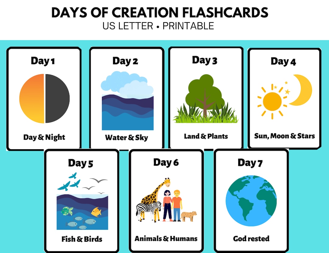Days Of Creation Flashcards Sunday School Lesson Bible Story Activity days-of-creation-flashcards-sunday-school-lesson-bible-story-activity