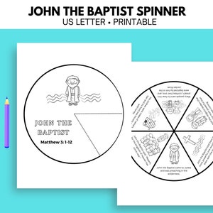 John the Baptist Bible Story activity, Sunday School craft, John the Baptist Spinner, Printable Spinner