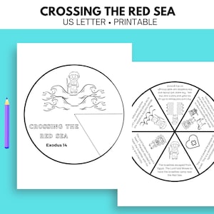 Crossing the Red Sea, Moses Parts the Red Sea Craft, Sunday School Lesson, Bible Story Activity, Spinner, Bible Story Printable