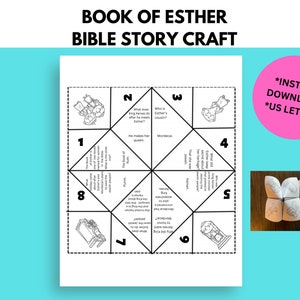 Book of Esther Bibel Geschichte Aktivität, Sonntag Schule Handwerk, Wahrsagerin, Cootie Cather, druckbare Papier Handwerk