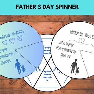 Father's Day Craft, Fathers Day Card, Dad's Day Spinner card, Fun Dad Activity & Card, Fathers Day Gift, Unique Father's Day Activity Gift