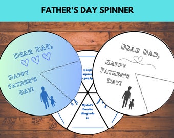 Father's Day Craft, Fathers Day Card, Dad's Day Spinner card, Fun Dad Activity & Card, Fathers Day Gift, Unique Father's Day Activity Gift