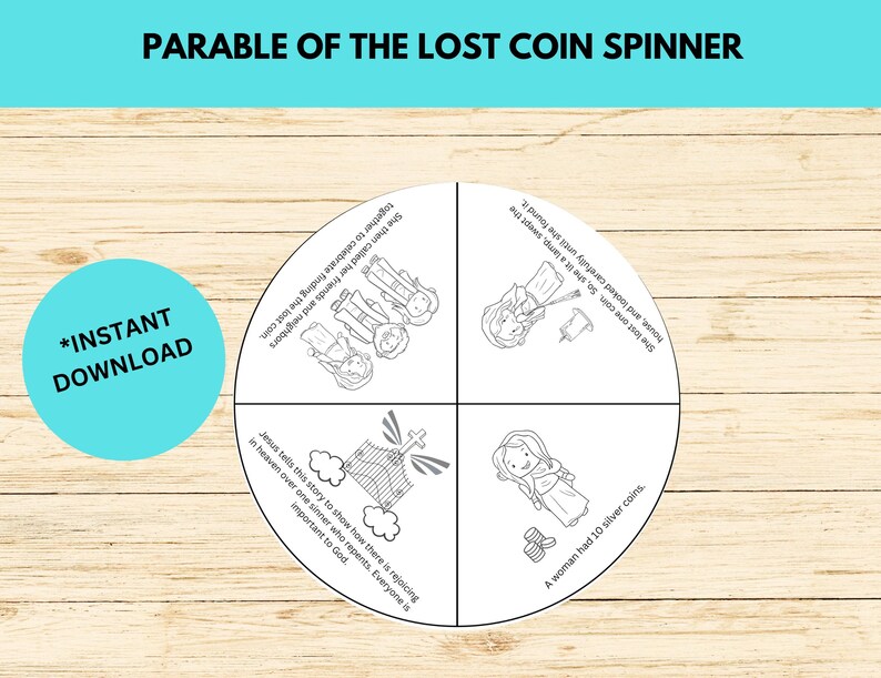 Parable of the Lost Coin Spinner, Bible Story, Sunday School Craft ...