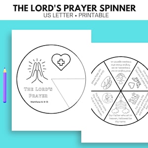 The Lord&#39;s Prayer activity, Sunday School craft, Lord&#39;s Prayer Spinner, Printable Spinner