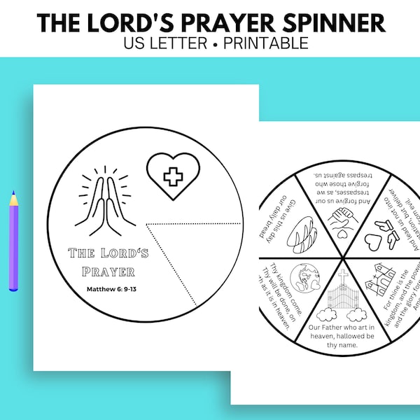 The Lord's Prayer activity, Sunday School craft, Lord's Prayer Spinner, Printable Spinner