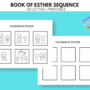 Book of Esther Craft, Esther Bible Story,  Sunday School Craft, Vacation Bible School, Printable Esther Sequence
