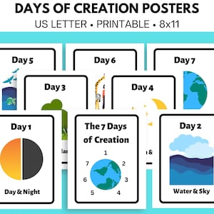 Days of Creation Posters, Sunday School Lesson, Classroom Posters, Bible Story Activity, Genesis Lesson