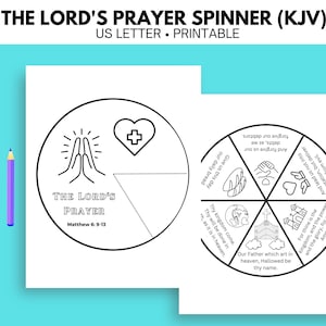 The Lord&#39;s Prayer Activity KJV, Sunday School Craft, Lord&#39;s Prayer Spinner, Printable Spinner