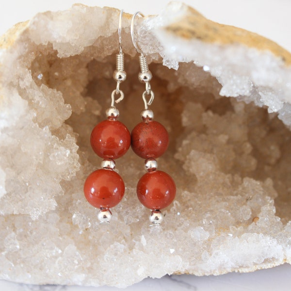 Sterling Silver Red Jasper Drop earrings